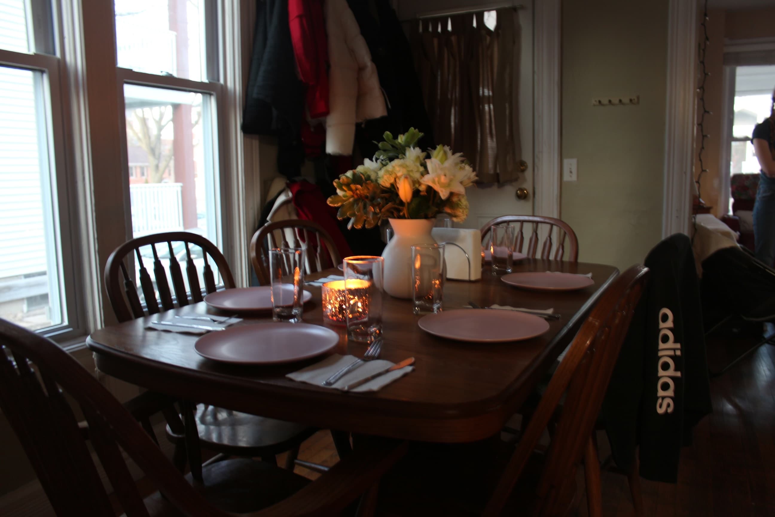 A candlelit dinner table